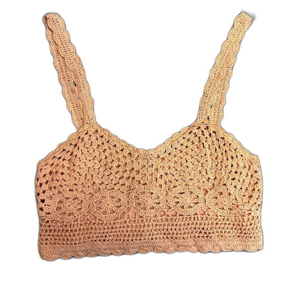 Taylor & Sage NWT Mauve Orange Crochet Cropped Back Button Bralette Top Size L - Picture 2 of 14